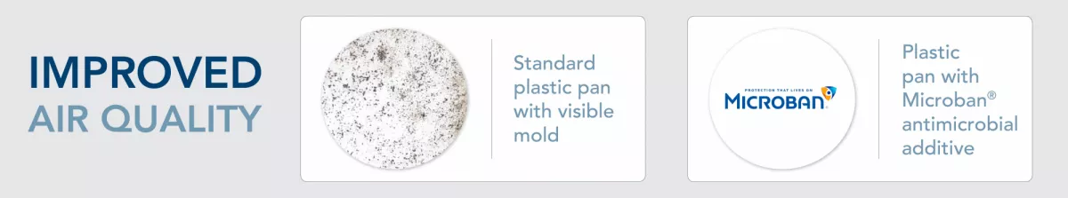 Advanced Distributor Products treated vs untreated drain pan with Microban antimicrobial protection mtime20200504184931