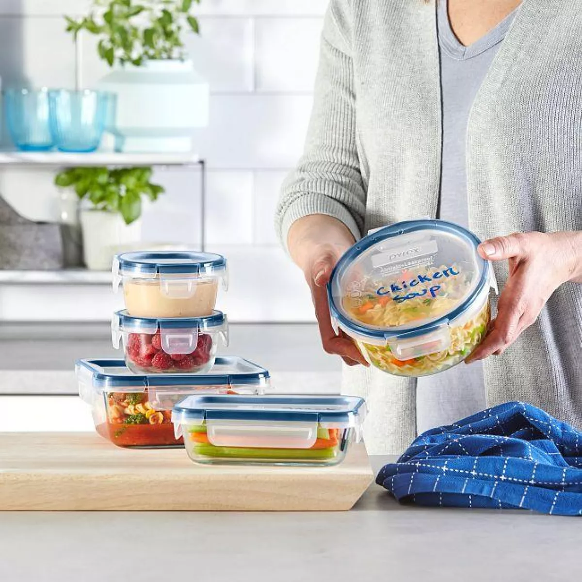 Pyrex Storage Lifestyle Square Freshlock Plus Microban10pc Set 3