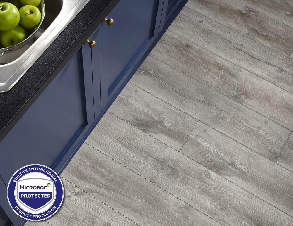 Microban Partner Mannington flooring, kitchen floor treated with Microban antimicrobial protection