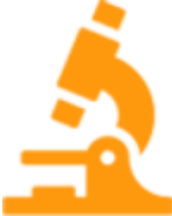 Orange icon of microscope