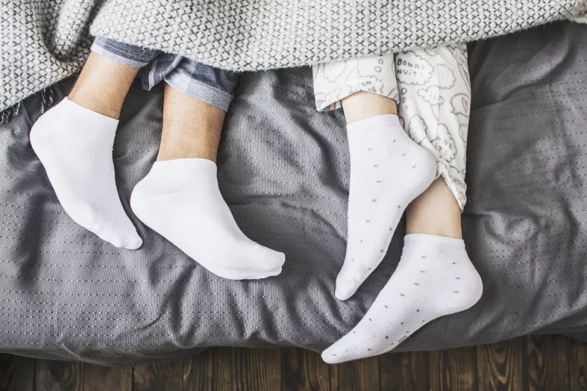 Socks on a bed